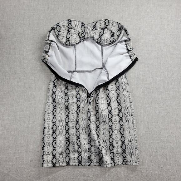 Carmin Womens Corset Dress Size M Gray Ivory Snakeskin Strapless Sweetheart Neck - Picture 3 of 13